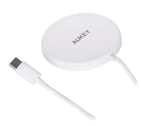 AUEKY Aircore Magnetic LC-A1 Trådlös magnetladdare QI USB-C 15W Vit Vit