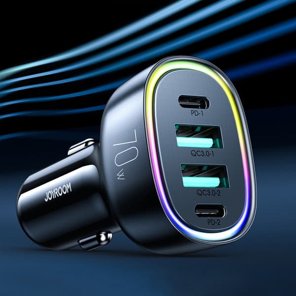 Joyroom Billader med 2 x USB-C, 2 x USB 70W - Sort