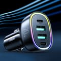 Miniatyrbillede 3 af 3: Joyroom Biloplader med 2 x USB-C, 2 x USB 70W - Sort