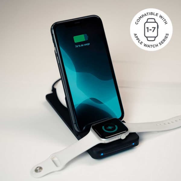 Ksix Trådløs Oplader 3 In 1 Iphone Airpods And Apple Watch Sort