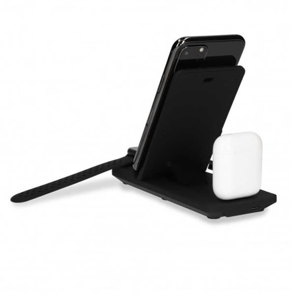 Ksix Trådløs Oplader 3 In 1 Iphone Airpods And Apple Watch Sort