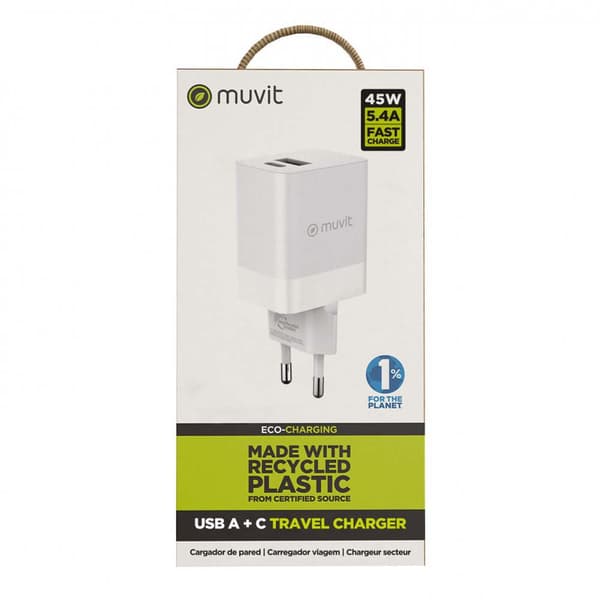 Muvit For Change Usb-c Vægoplader 45w Transparent
