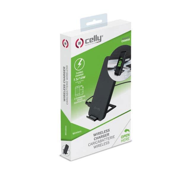 Celly Wireless Fast Charger Stand 10w Hvid,Sort