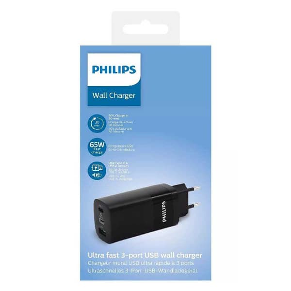 Philips Usb-c Och Usb-c Väggladdare Dlp2681 65w Silver