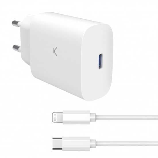 Ksix Usb-c Oplader 30w With Lightning Mfi Cable 1 M Hvid Hvid