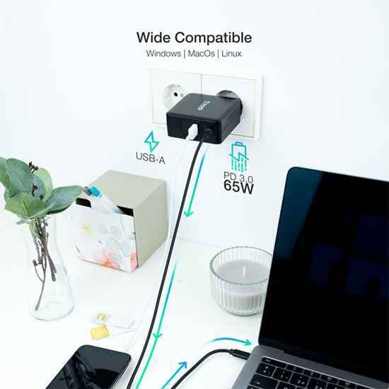Tooq Usb-c Oplader Usbc65pd 65w Søvfarvet