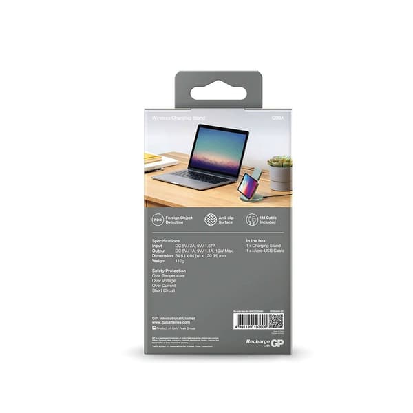 Gp Batteries Wireless Charging Stand 10w Micro Usb Grå
