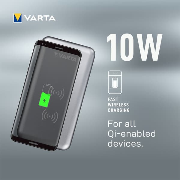 Varta Fast Wireless Charger Hopeinen