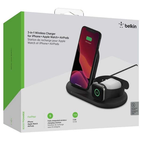 Belkin 3 In 1 Wireless Pad/stand/apple Watch Musta