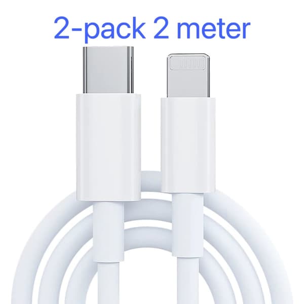 2-Pack Laddare för iPhone - USB-C - Light - Kabel / Sladd - 20W - 2m - Snabbladdare Vit 2-Pack Laddare för iPhone - USB-C - Light - Kabel / Sladd - 20W - 2m - Snabbladdare Vit