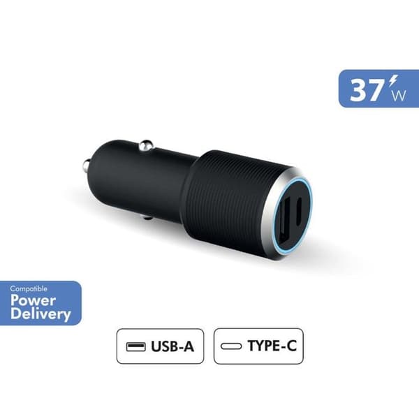 Bil8614 - Force Power Lite - Dubbel Laddare 37W - USB C 25W - USB A 12W - Snabbladdning