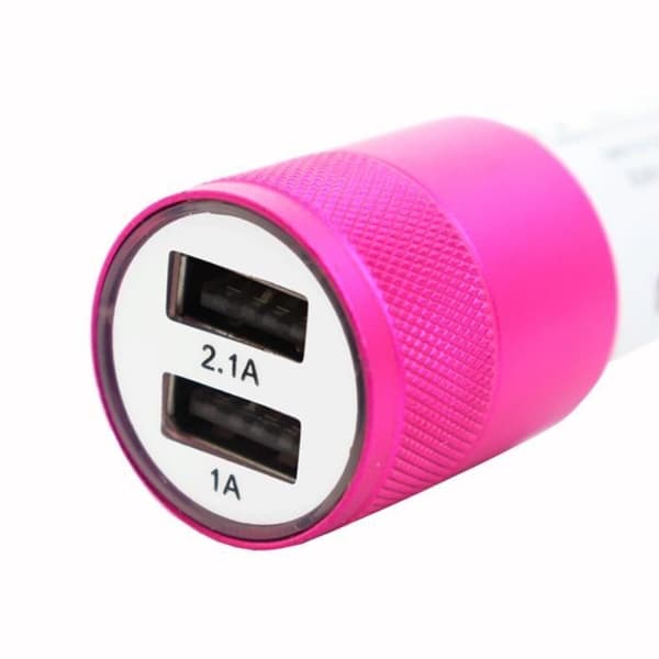 Rosa USB Cigarettändare Laddare Dubbla Portar Ultrasnabb USB X2 Billaddare 12-24V för Xiaomi Redmi Note 11T Pro+