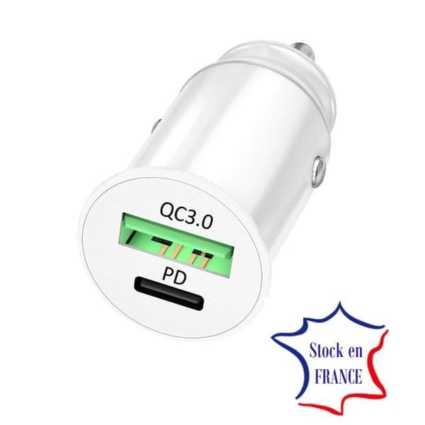 Cigarettändare Billaddare för Motorola Moto G9 Play USB till USB Typ C Snabbladdning 30W PD &amp; QC 3.0 - 2 portar