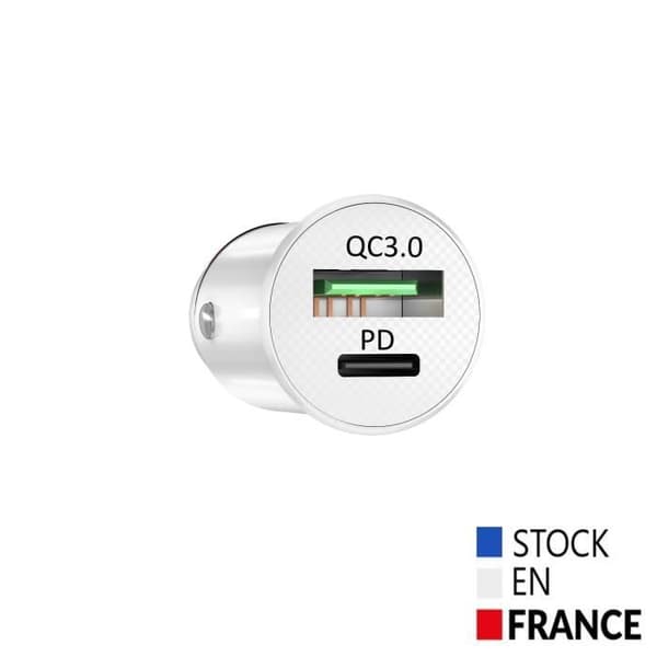 Cigarettändare Billaddare för Motorola Moto G9 Play USB till USB Typ C Snabbladdning 30W PD &amp; QC 3.0 - 2 portar