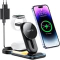 Miniatyrbild 1 av 4: AGPTEK 4 IN 1 Mag-Safe Universal Snabb trådlös Laddningsstation med Nattljusadapter för iPhone Samsung Apple Watch AirPods