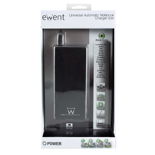 Eminent Ew3966 Universal Notebook Charger 90w Sort