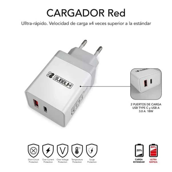 Subblim Usb-c Oplader Pd25w Lightning Søvfarvet