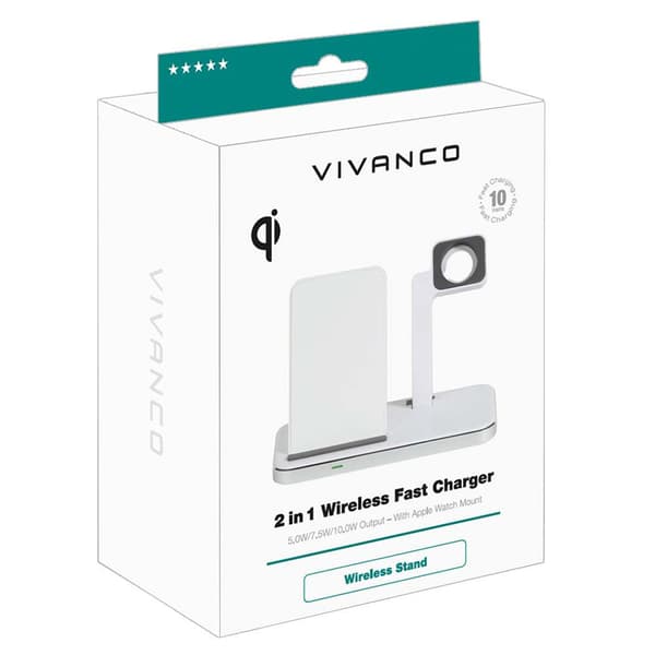 Vivanco Trådløs Oplader Qidualcharstandvv1 Transparent