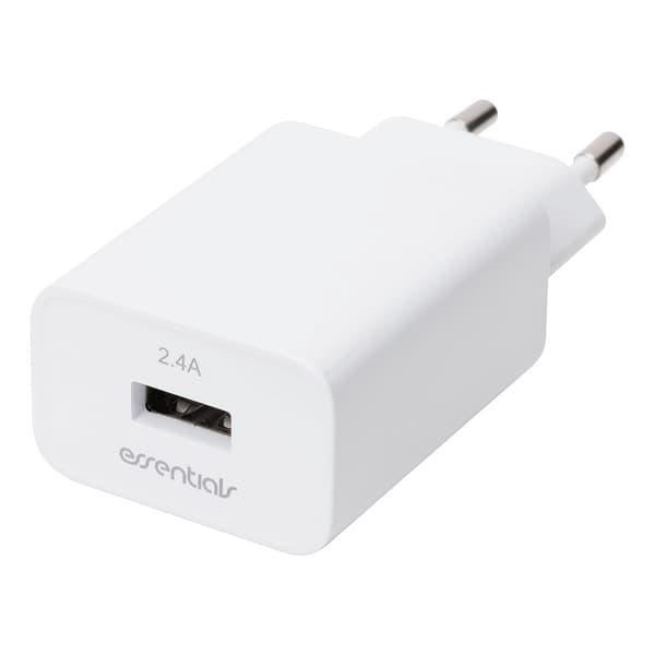 Essentials USB-laturi 12W - valkoinen