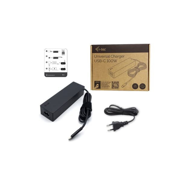 Bærbar oplader i-Tec CHARGER-C100W Sort