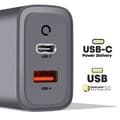 Miniatyrbild 4 av 4: GaN USB + USB-C 45W Microgrid Tactical Wall Charger Grå