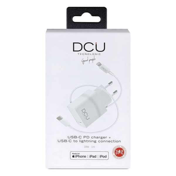 Dcu Tecnologic Usb Charger Type C Pd 18w + Mfi Cable To Usb-c Hvid