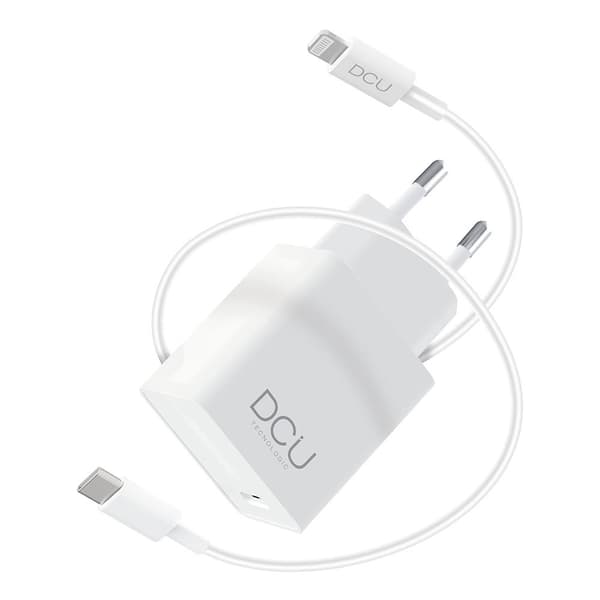 Dcu Tecnologic Usb Charger Type C Pd 18w + Mfi Cable To Usb-c Hvid Hvid