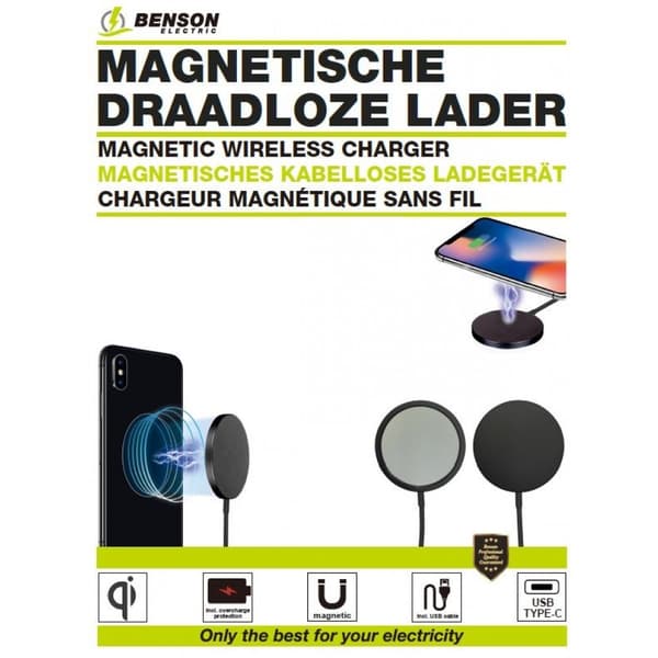 15W Trådløs Hurtiglader - Magnetisk Qi-lader - USB-C