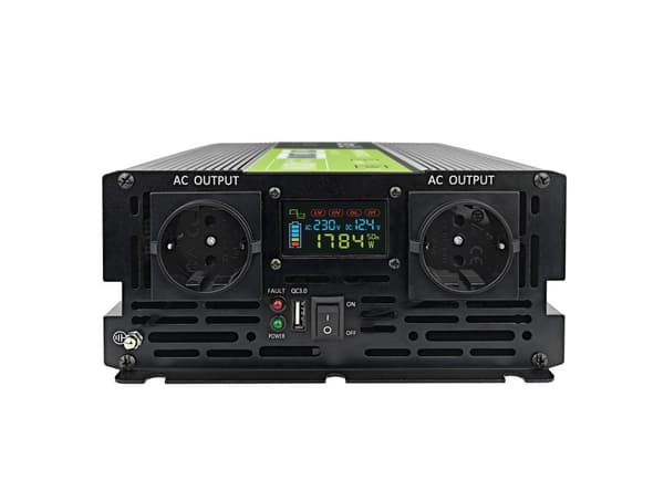 Green Cell PowerInverter LCD 12V 2000W/40000W bilväxelriktare med display - ren sinusvåg