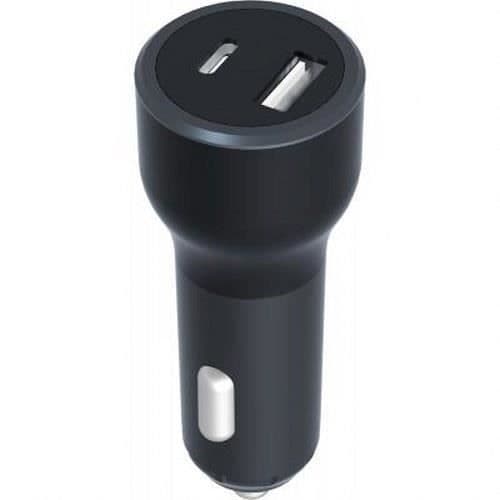 Dubbel USB A+C billaddare 32W (12+20W) Strömförsörjning Svart - 100 % återvunnen plast Bigben