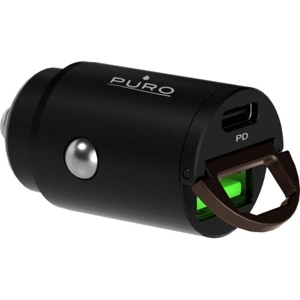 Bil-laddare - Puro - Mini USB A+C - 30W - Ultra-snabb - Svart