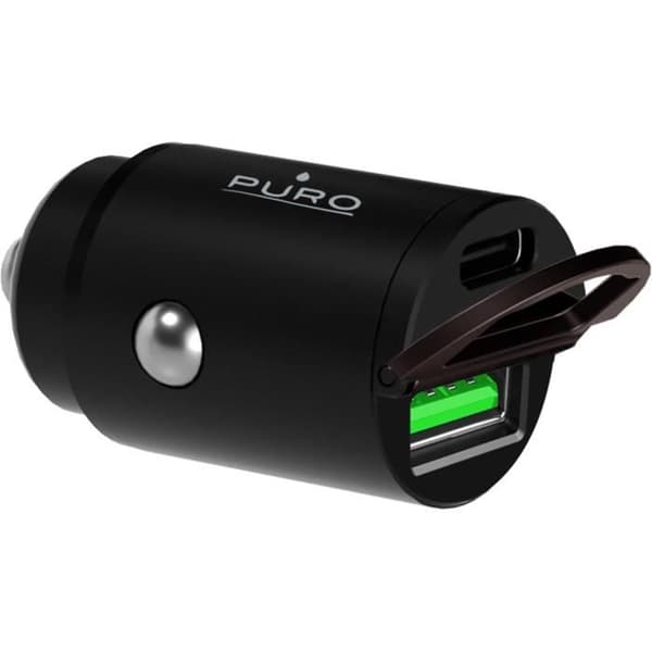 Bil-laddare - Puro - Mini USB A+C - 30W - Ultra-snabb - Svart