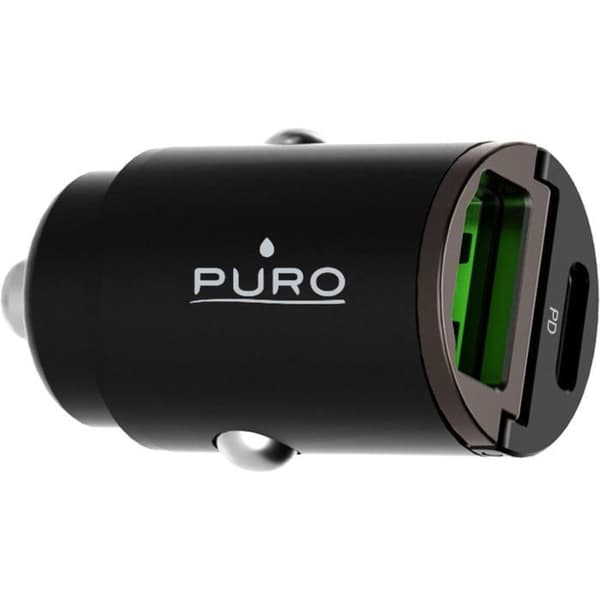 Bil-laddare - Puro - Mini USB A+C - 30W - Ultra-snabb - Svart Svart