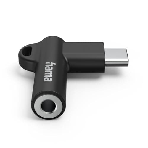 Aux-adapter USB-C - 3,5 mm jackstik, 90° vinkelstik, sort