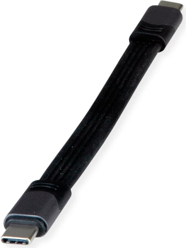 ROLINE USB4 Gen3x2-kabel, Emark, platt, CC, ST/ST, 40Gbit/s, 100W, svart, 15 cm