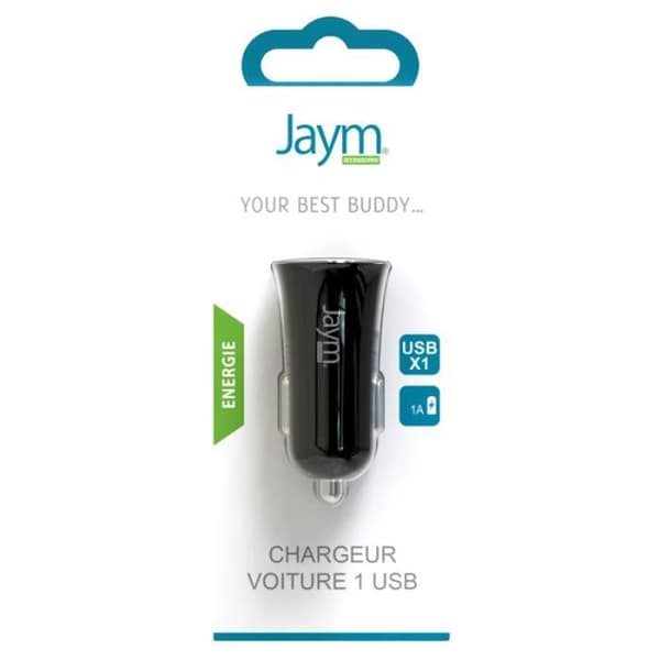 BILLADDARE 1 USB 1A SVART - JAYM