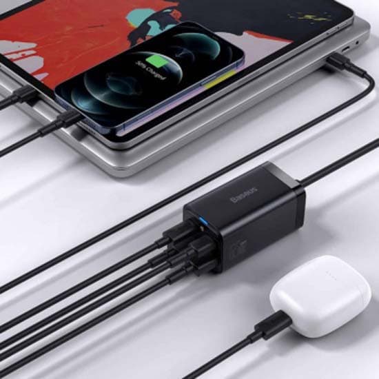 Baseus Mukana Usb-c Usb-a Ja Usb-c Seinälaturi Gan3 Pro 65w 3a 2xusb-a 2xusb-c