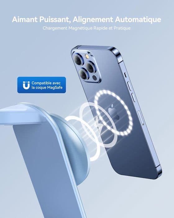 AGPTEK 4 IN 1 Mag-Safe Universal Snabb trådlös Laddningsstation med Nattljusadapter för iPhone Samsung Apple Watch