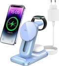Miniatyrbild 1 av 6: AGPTEK 4 IN 1 Mag-Safe Universal Snabb trådlös Laddningsstation med Nattljusadapter för iPhone Samsung Apple Watch