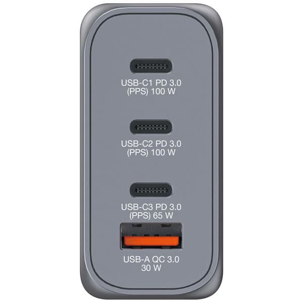 TELEFON, LADDARE, VÄGG, Verbatim Gnc-100 Gan Laddare 4 Portar 100w Egenskaper Huvudfärg Grigio Antal USB-portar