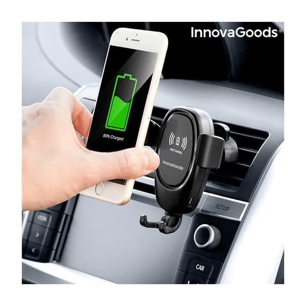 Inedit USB billaddare mobiltelefonhållare med wolder innovagoods trådlös billaddare