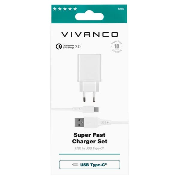 Vivanco Oplader 62219 Usb-c 1.2 M Hvid Vit