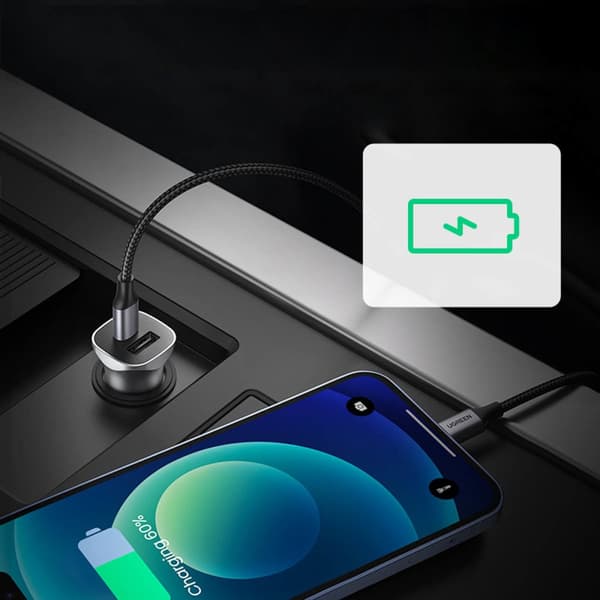 Snabb USB-A och USB-C 30W PD PPS billaddare - grå