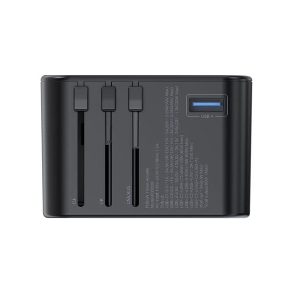 Pikamatkalaturipistoke EU UK USA AUS 3xUSB 30-65W musta