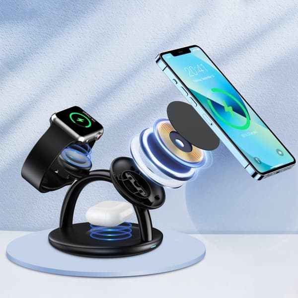 Induktiv ladestation til iPhone AirPods Pro Apple Watch 3in1 sort