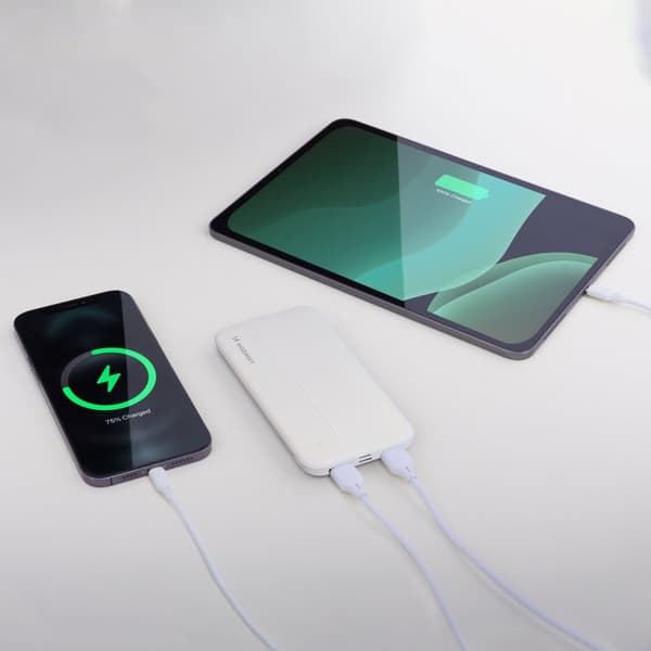 Powerbank Li-Po 10000mAh 2xUSB hvid