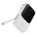 Miniatyrbillede 2 af 6: Qpow powerbank 10000mAh indbygget USB Type C-kabel 22,5W Quick Charge hvid