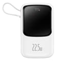 Miniatyrbillede 1 af 6: Qpow powerbank 10000mAh indbygget USB Type C-kabel 22,5W Quick Charge hvid