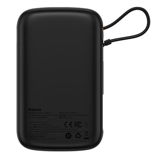 Powerbank med hurtigopladning 10000mAh 22,5W QC-PD-SCP-FCP USB-C kabel sort