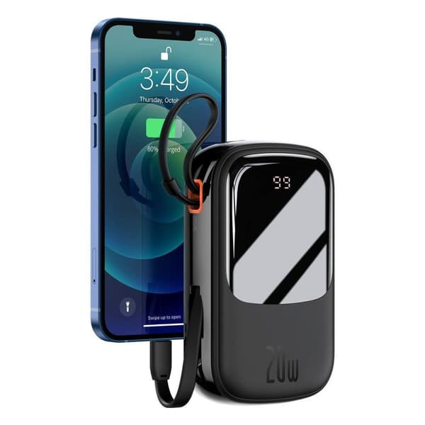 Powerbank med hurtig opladning 20000mAh 20W QC-PD-SCP-FCP kabel Iphone Lynsort